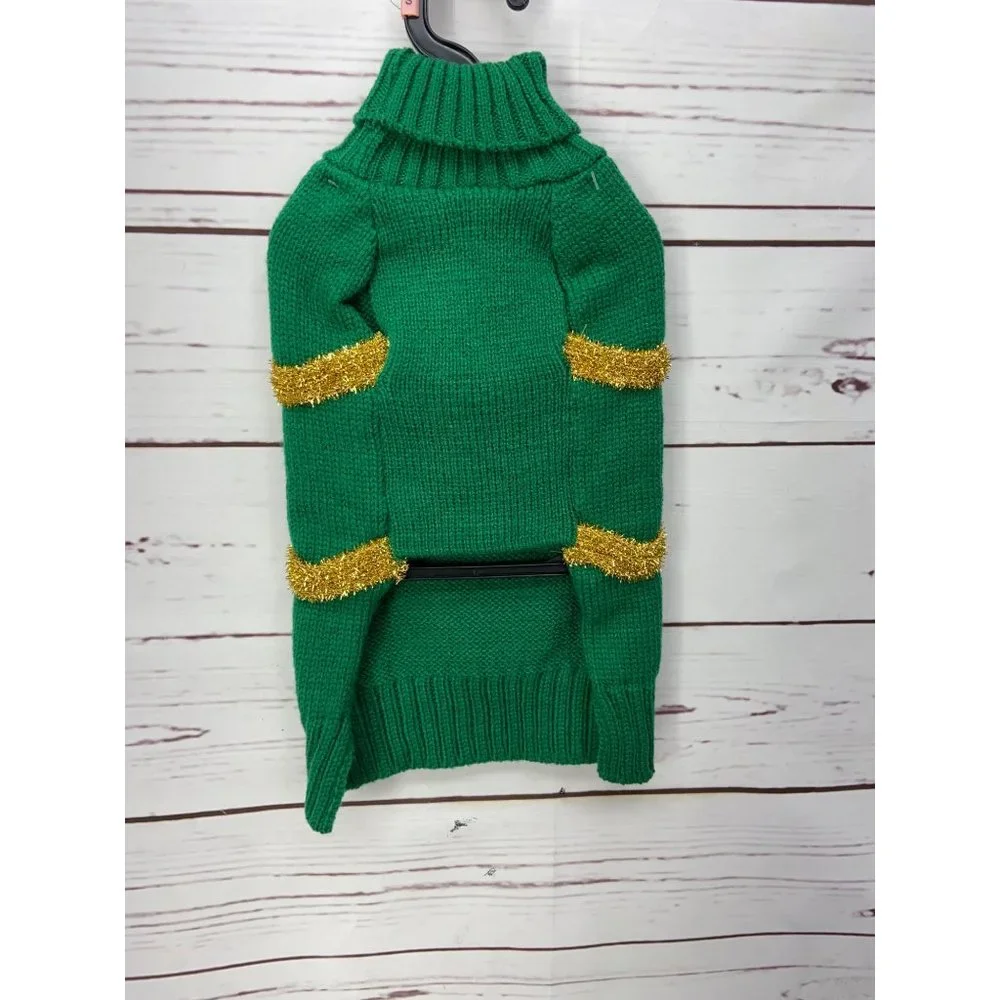 Very Merry Green Cable Knit Garland With Balls Dog Ugly Christmas Dress Up Sweat